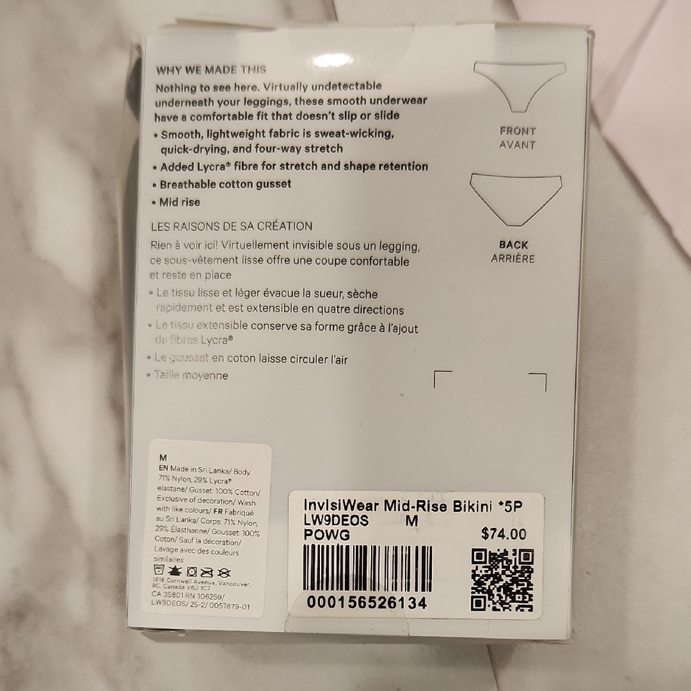 NWT! lululemon athletica InvisiWear Mid-Rise Bikini Pack — White & Black
